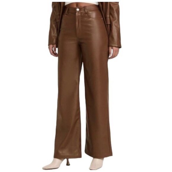 WeWoreWhat Vegan Leather High Rise Dad Jean Cocoa Brown Women's Size 30 - Picture 1 of 5